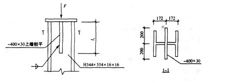 作用在柱顶的集中荷载设计值f=2500kn;拟采用支承加劲肋-400×30