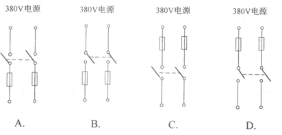 图示为刀闸,熔断器与电源的三种连接方法,其中正确的接法是下列哪个图