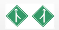 图中标志是合流诱导标志,表示前方有合流车道,注意与驶入主车道的车辆