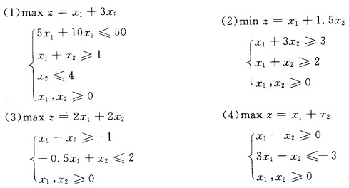 用图解法求解下列线性规划问题,并指出问题是