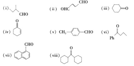 指出下列化合物各属于哪类醛、酮,并写出它们