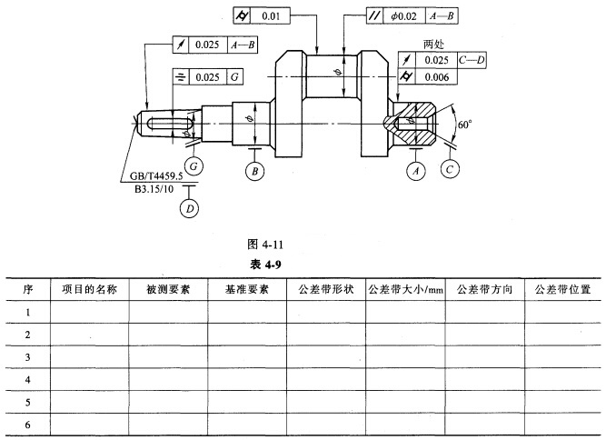 解释图4.11标注出的各项形位公差(说明被测要