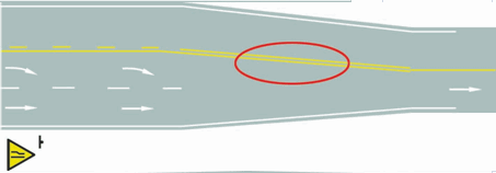 a 路面宽度渐变标线b 车行道变多标线c 接近障碍物标线d