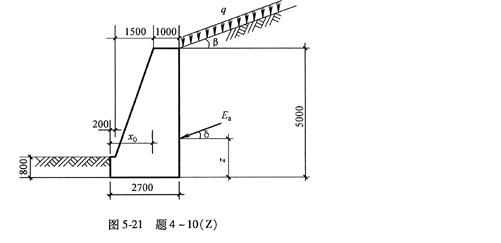題4～10:某毛石砌體擋土牆,其剖面尺寸如圖5-21所示.